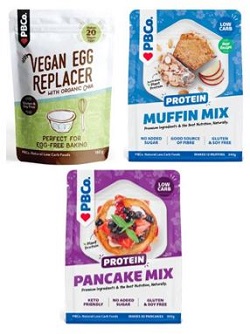The Protein Bread Co Vegan Egg Replacer 180g, Protein Muffin Mix 340g and Protein Pancake Mix 300g 